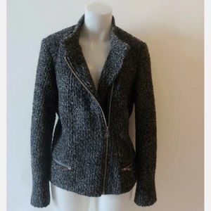 Scotch & Soda Black-Grey Wool Blend Full Zip Moto Jacket
